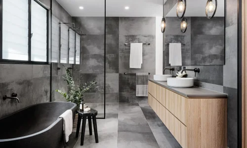 bathrooms-renovations-west-auckland-contemporary-bathroom-colours-textures Contemporary Bathrooms featuring inspiring colours and textures by Bathroom Renovations West Auckland.